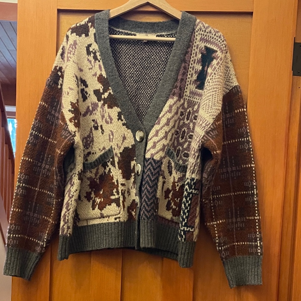 Entro Earthy Patchwork Print Cardigan